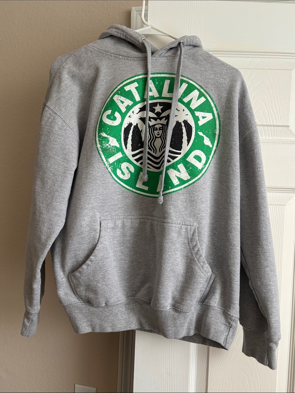 Catalina Island Gray Pullover Hoodie with Green Logo